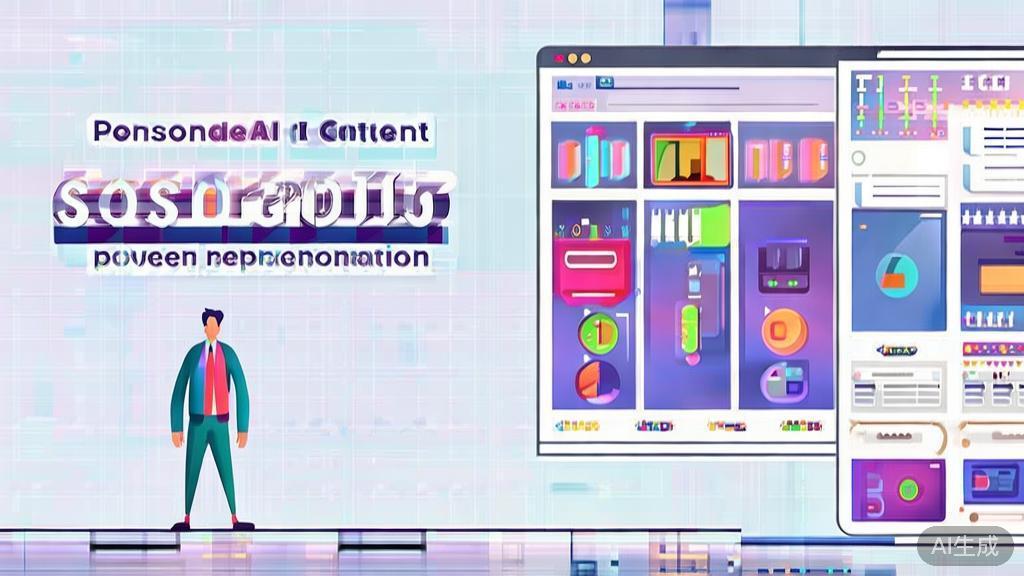 "High-quality business illustration regarding personalized content recommendation using AI, minimal flat design"