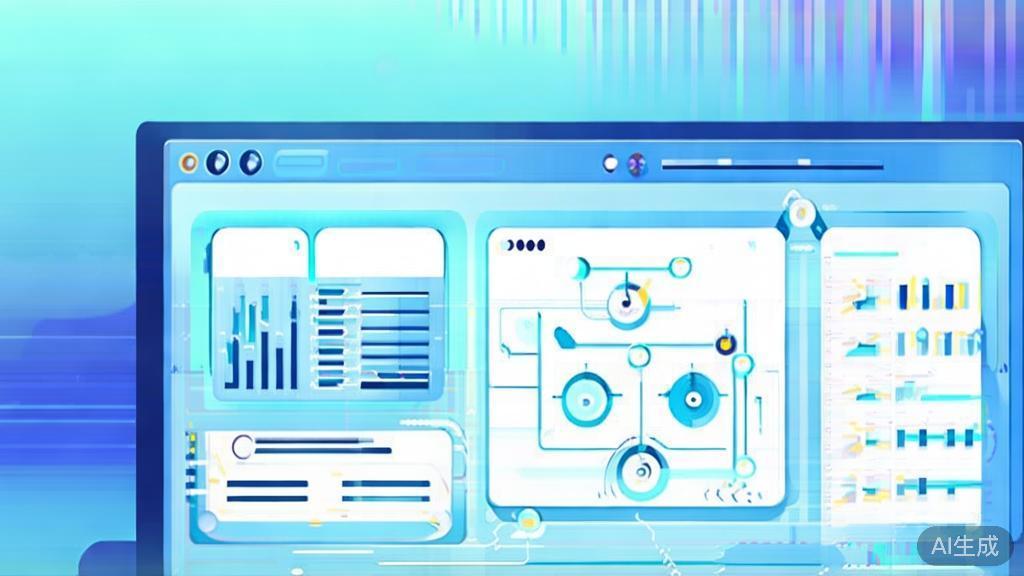 Flat vector illustration of data-driven decision making in project management, dashboard style, soft blue gradient