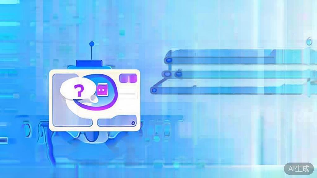 Flat vector illustration of chatbot technology in customer service, soft blue gradient