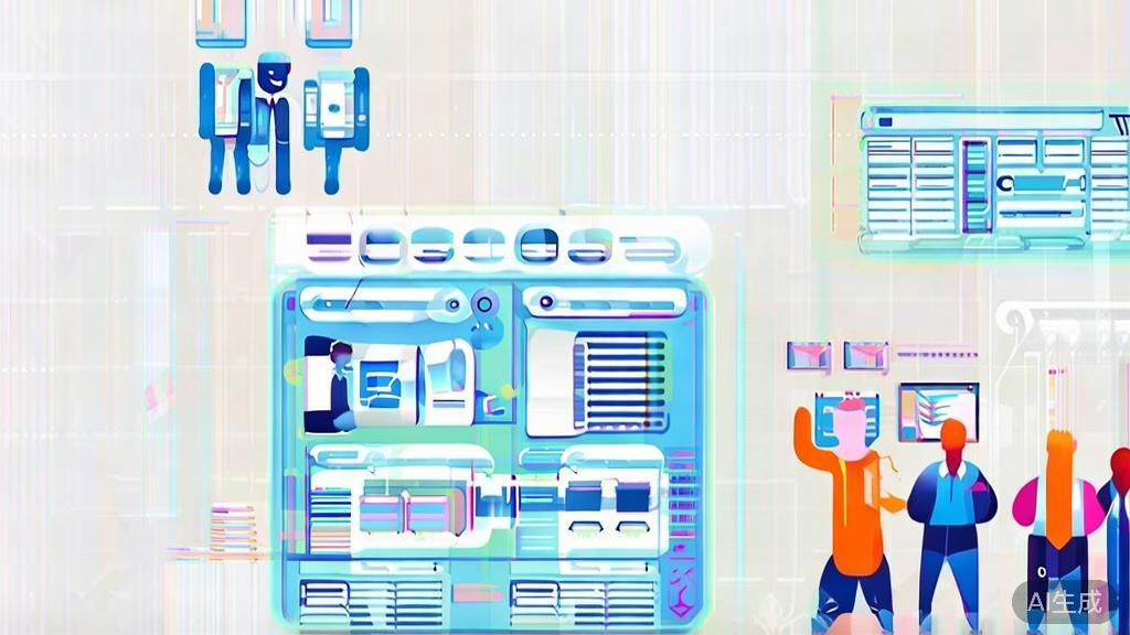 High-quality business illustration regarding AI and human collaboration in project management, minimal flat design