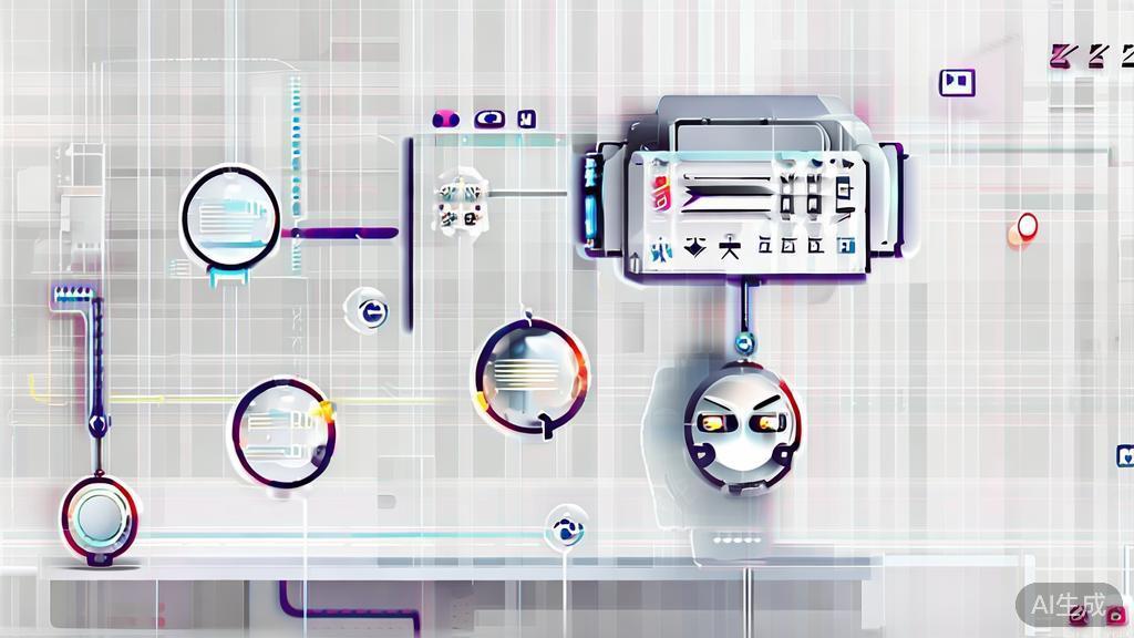 High-quality business illustration regarding innovative applications of AI in project management, minimal flat design