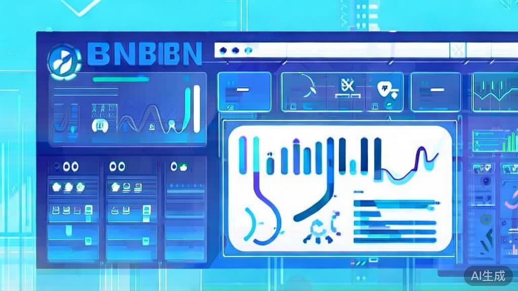 "Flat vector illustration of market analysis with AI applications, dashboard style, soft blue gradient"