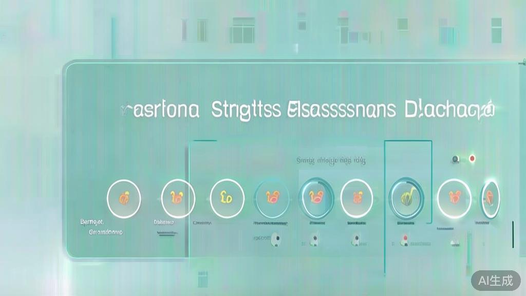 Flat vector illustration of personal strengths assessment, dashboard style, soft blue gradient