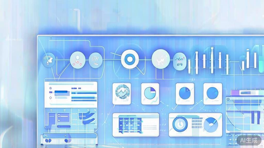 Flat vector illustration of market research in AI startups, dashboard style, soft blue gradient