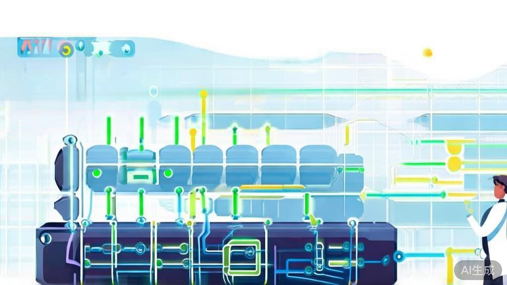 High-quality business illustration regarding AI system maintenance, minimal flat design