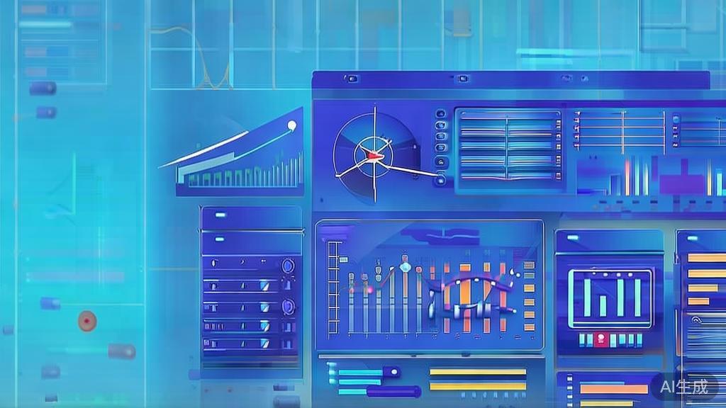 Flat vector illustration of data analytics and market forecasting, dashboard style, soft blue gradient