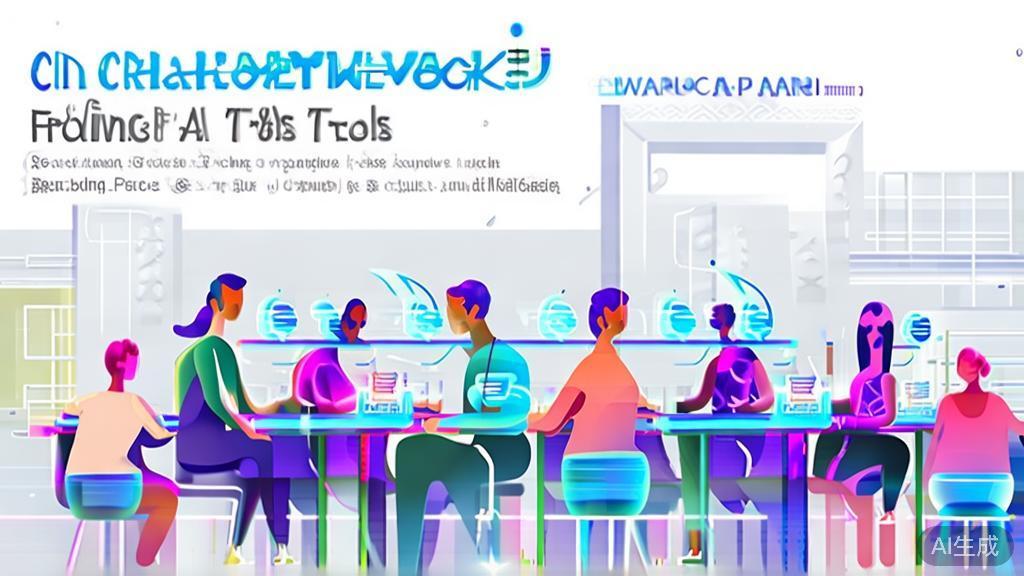 High-quality illustration of team training for AI tools, minimal flat design