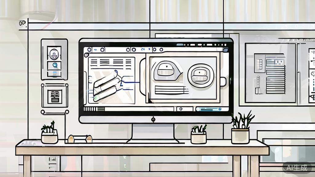 High-quality illustration of hybrid tool usage in a business environment, minimal flat design