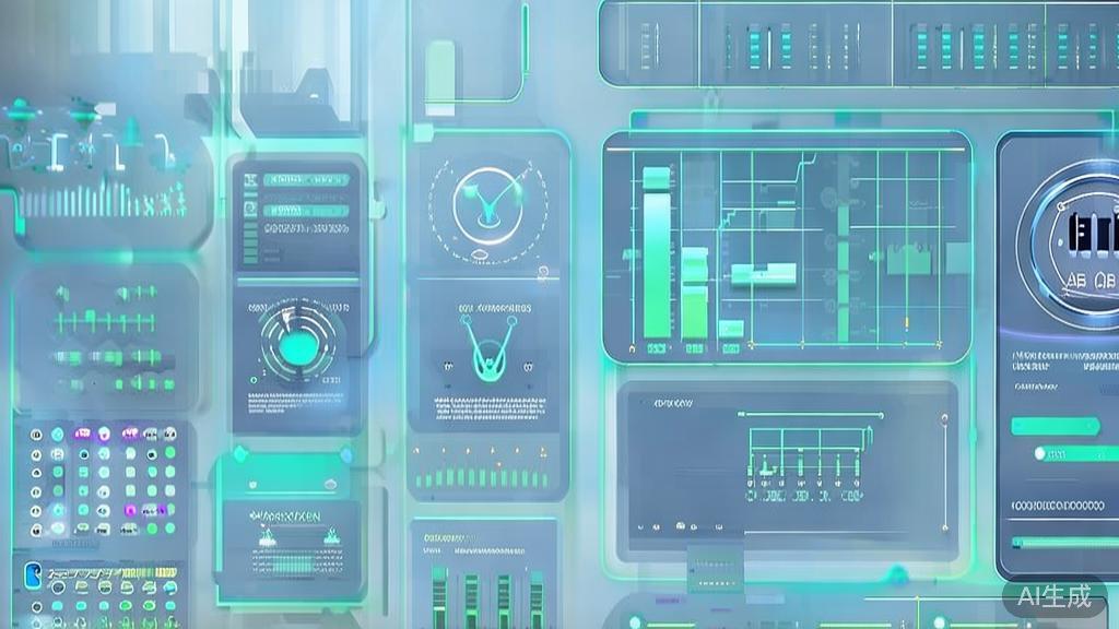 High-quality illustration of AI risk assessment in finance, dashboard style, soft blue gradient