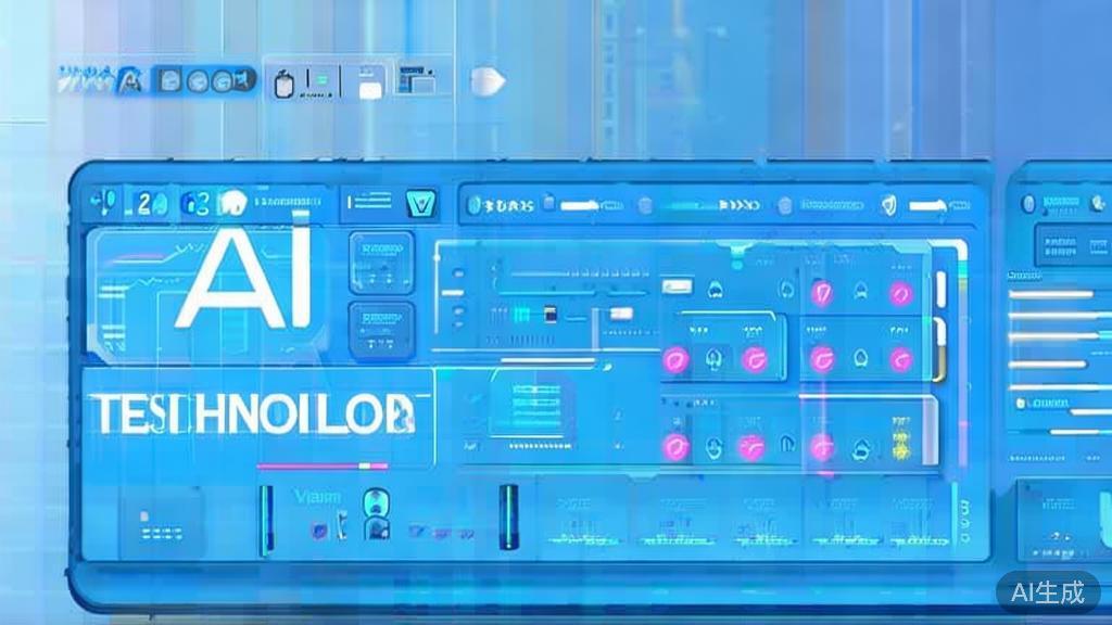 Flat vector illustration of AI technology concepts, dashboard style, soft blue gradient