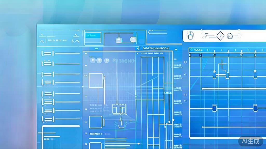 Flat vector illustration of project management features, dashboard style, soft blue gradient