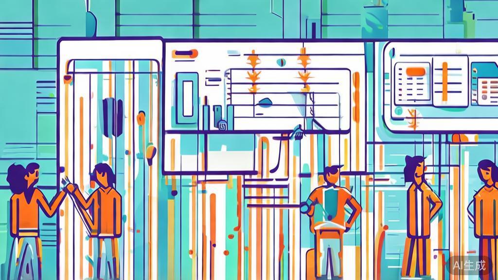 High-quality business illustration regarding team collaboration in project management, minimal flat design