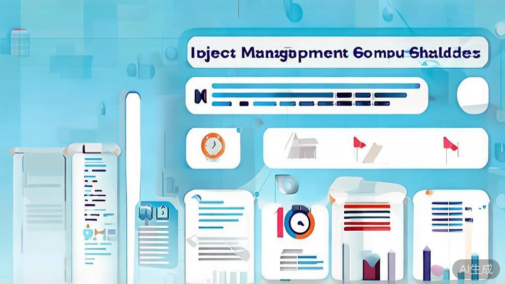 Flat vector illustration of project management challenges, dashboard style, soft blue gradient