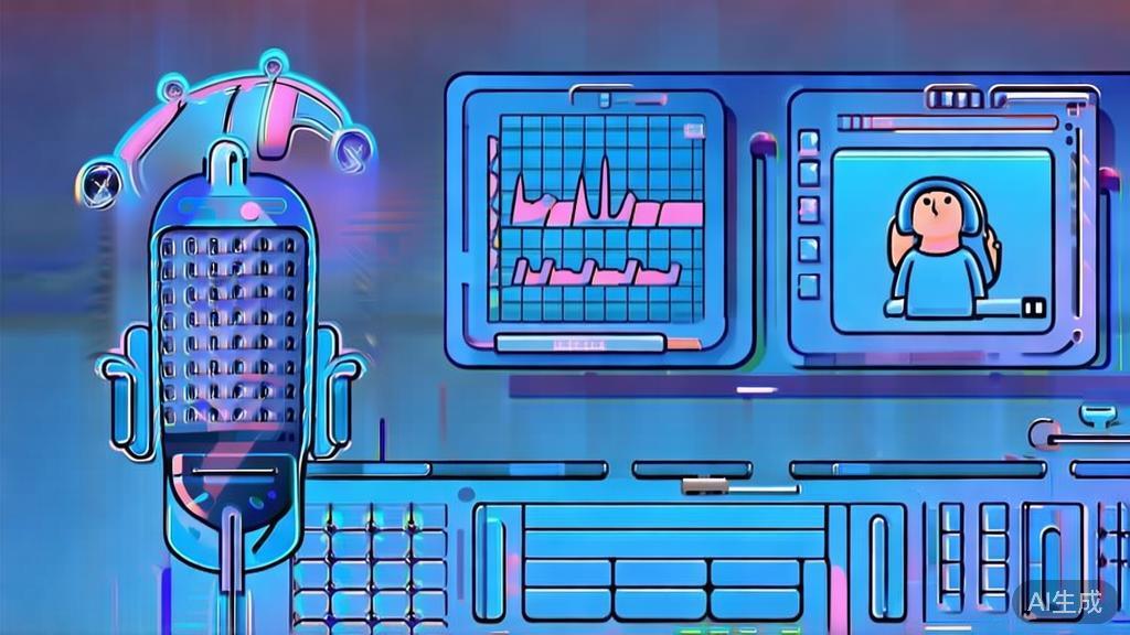 Flat vector illustration of podcasting in animation production, dashboard style, soft blue gradient