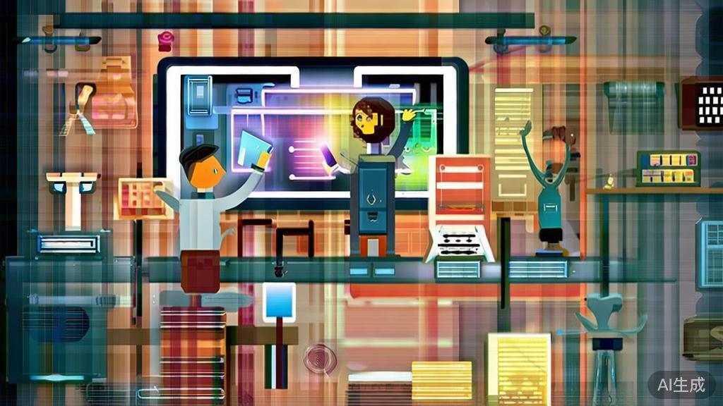 Illustration depicting the creative process of short drama creation, featuring diverse artists and technologies in action