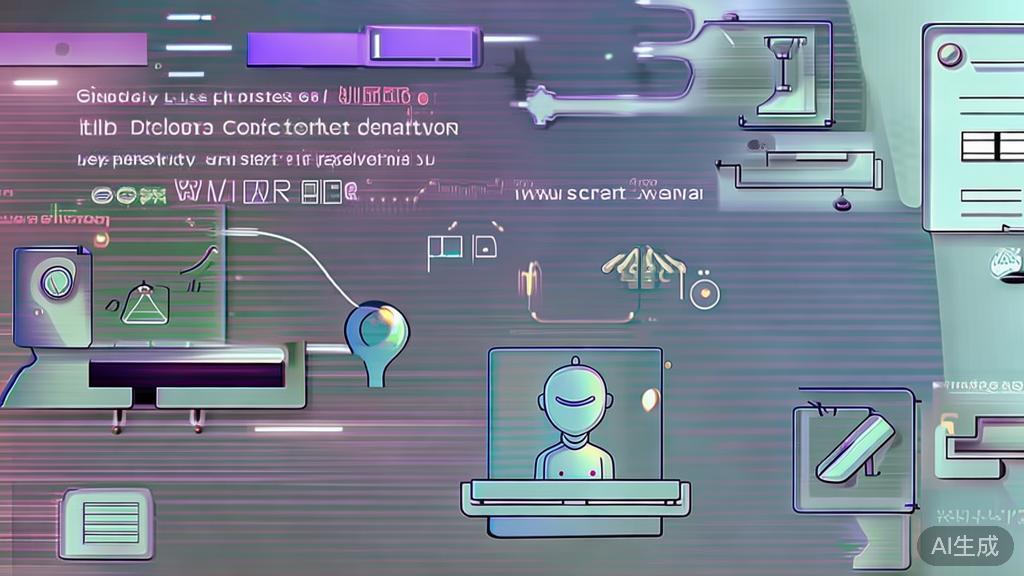 High-quality illustration showing challenges in AI-driven content creation, minimal flat design