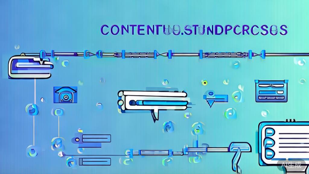 Flat vector illustration of content creation process, dashboard style, soft blue gradient