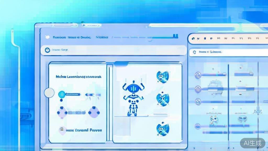 Flat vector illustration of AI technologies in short dramas, dashboard style, soft blue gradient