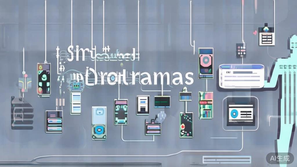 High-quality business illustration showing the future trends of AI-driven short dramas, minimal flat design