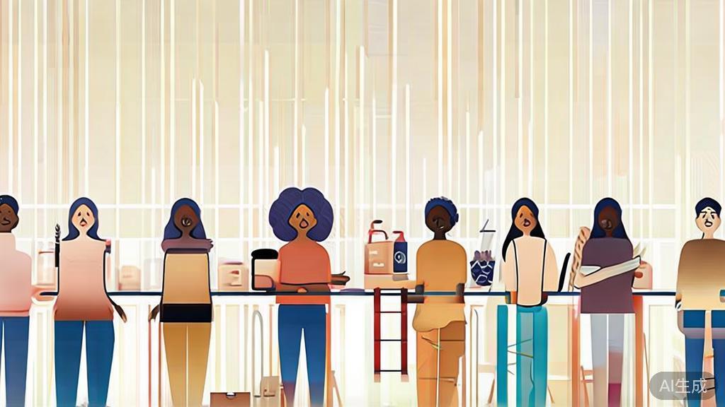 Illustration of diverse consumers making choices based on personal needs, with a focus on individuality, minimalist style