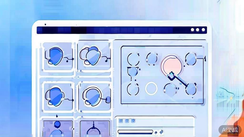 Flat vector illustration of a user troubleshooting app performance, dashboard style, soft blue gradient