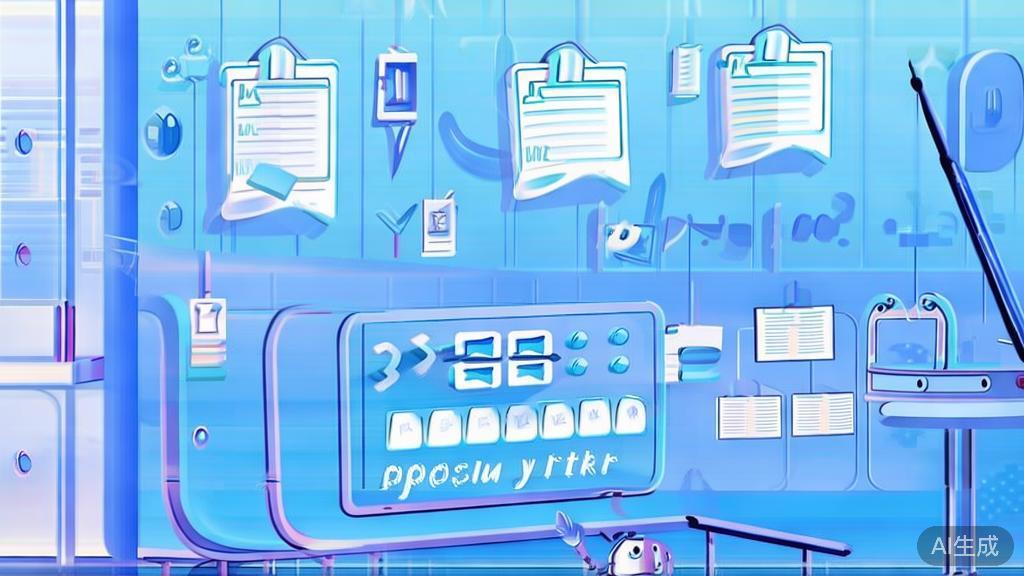 Flat vector illustration of creative writing process, dashboard style, soft blue gradient