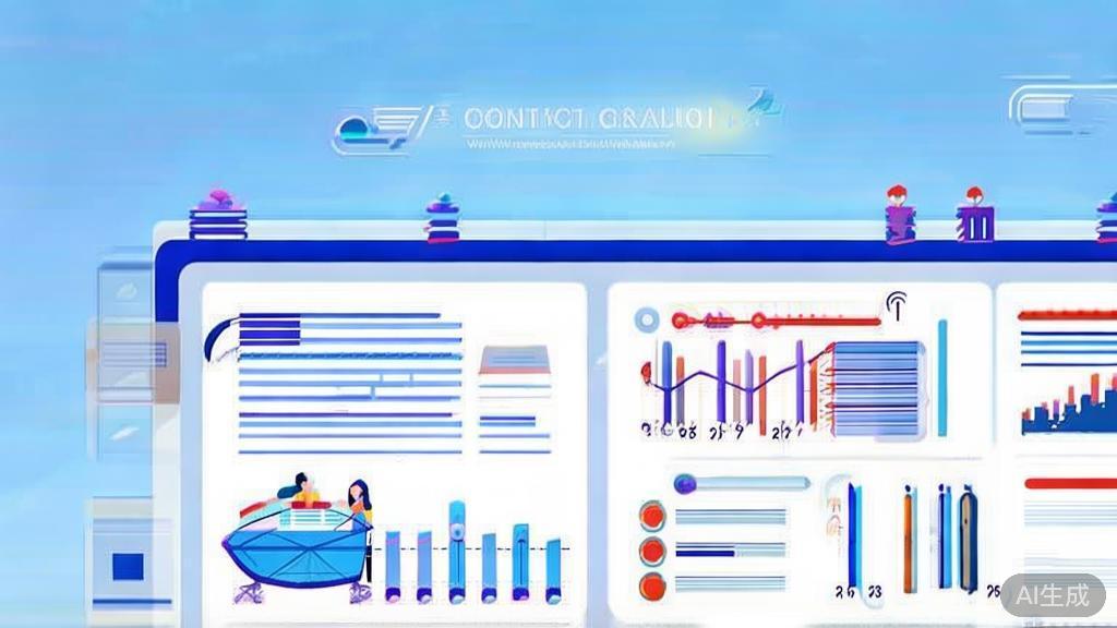 Flat vector illustration of teamwork in content creation, dashboard style, soft blue gradient