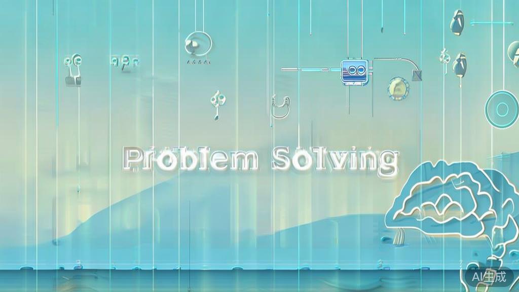"Flat vector illustration of problem solving, dashboard style, soft blue gradient"