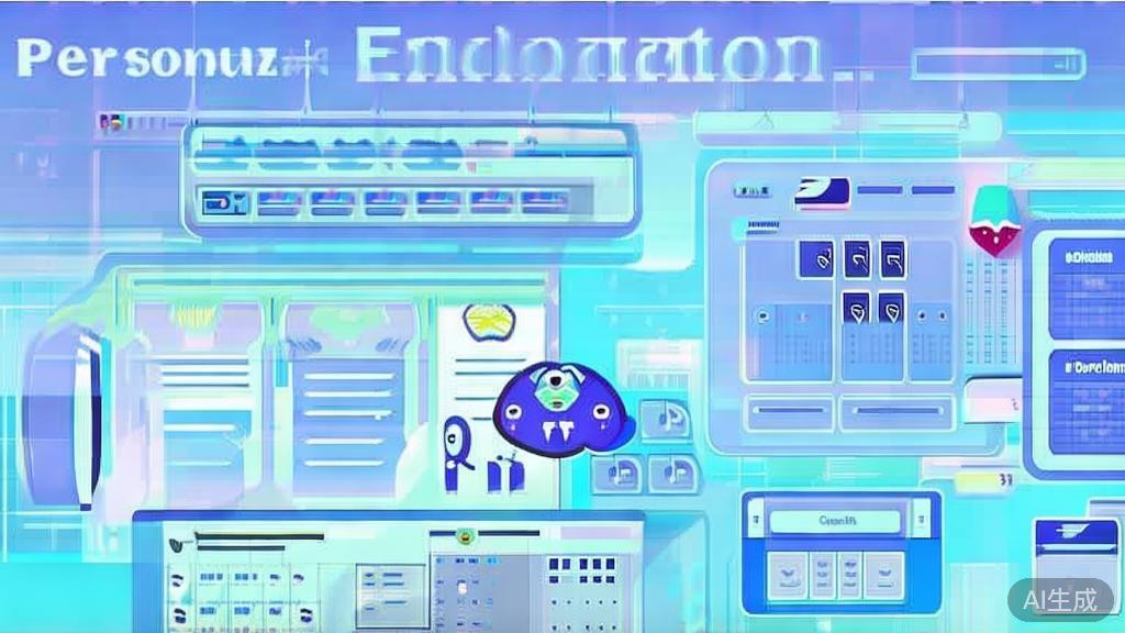 Flat vector illustration of personalized education scenario with OpenClaw, dashboard style, soft blue gradient