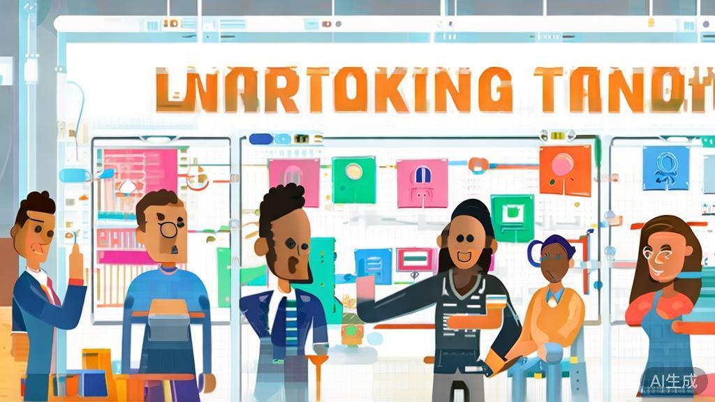 "High-quality illustration of a marketing team collaborating, minimal flat design"