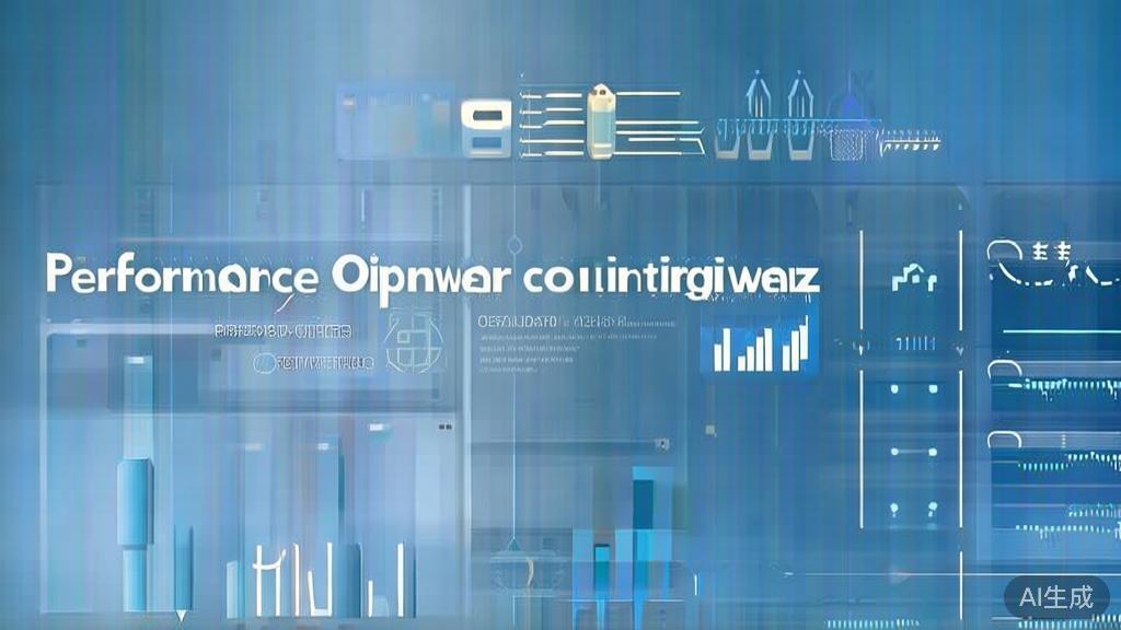 "Flat vector illustration of performance optimization techniques for software applications, dashboard style, soft blue gradient"
