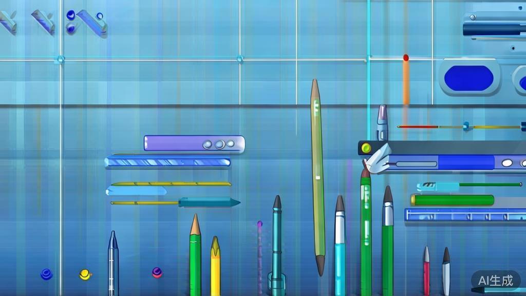 Flat vector illustration of choosing the right writing tool, dashboard style, soft blue gradient