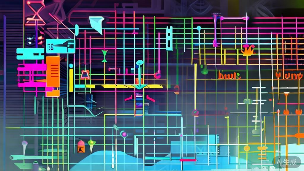 Data visualization of input materials for AI art, flat vector style