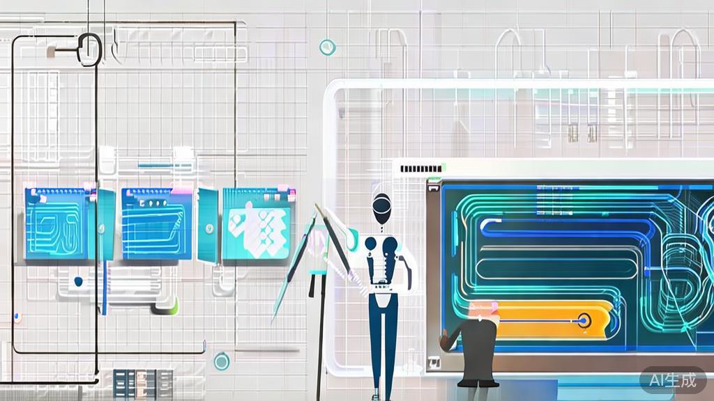 "High-quality business illustration regarding the future trends of AI in art creation, minimal flat design"