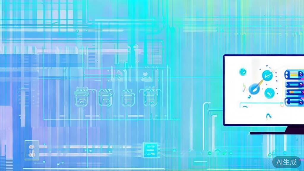 Flat vector illustration of AI painting in commercial use, dashboard style, soft blue gradient