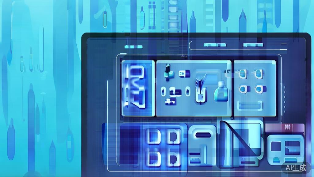 Flat vector illustration of advanced AI painting interface, dashboard style, soft blue gradient