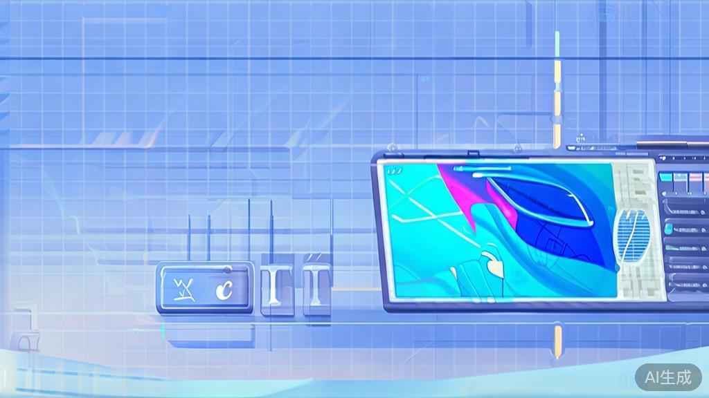 Flat vector illustration of personalized AI art, dashboard style, soft blue gradient