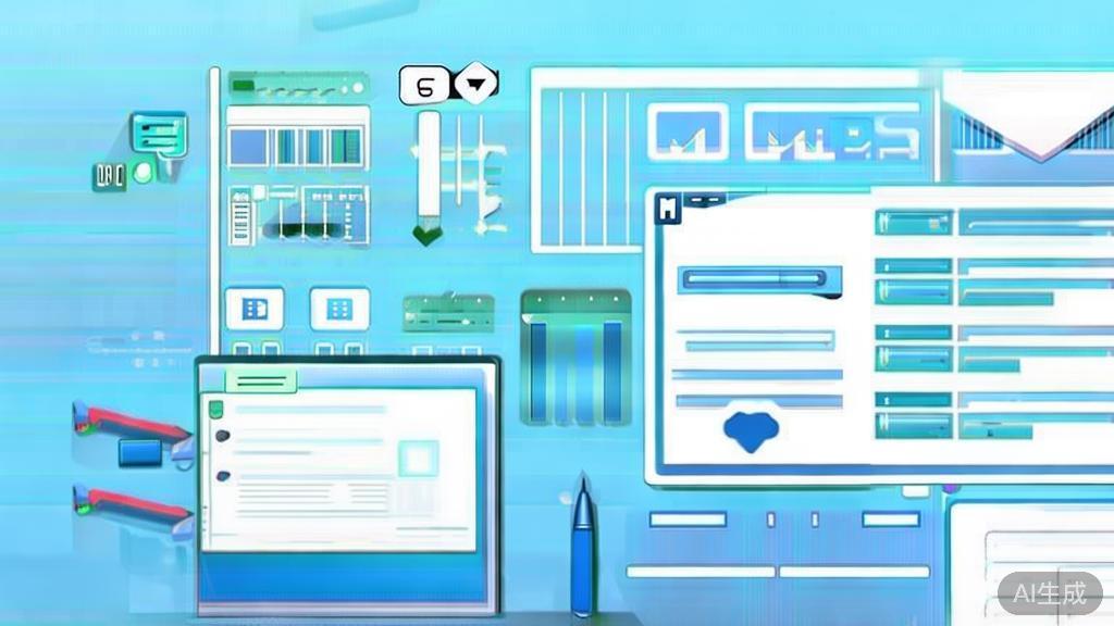 "Flat vector illustration of a blogging process, dashboard style, soft blue gradient"