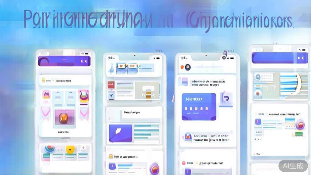 Flat vector illustration of personalized recommendations in mobile applications, dashboard style, soft blue gradient