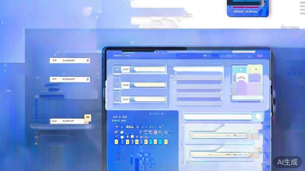 "Flat vector illustration of user choosing between different versions of ChatGPT, dashboard style, soft blue gradient"