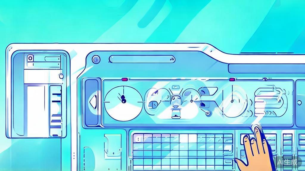 Flat vector illustration of a user exploring a user interface, dashboard style, soft blue gradient