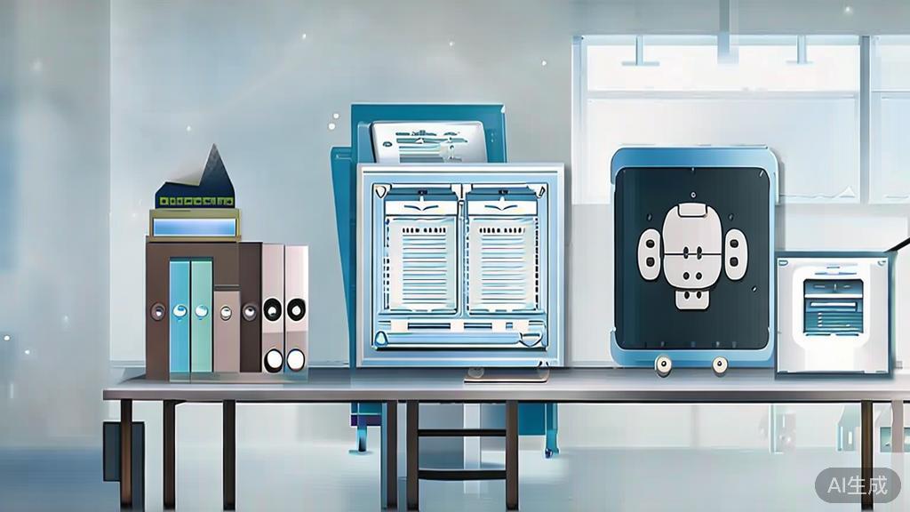 High-quality business illustration regarding using AI templates, minimal flat design