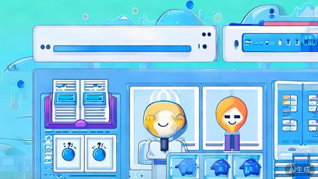 Flat vector illustration of AI enhancing creativity in education, dashboard style, soft blue gradient