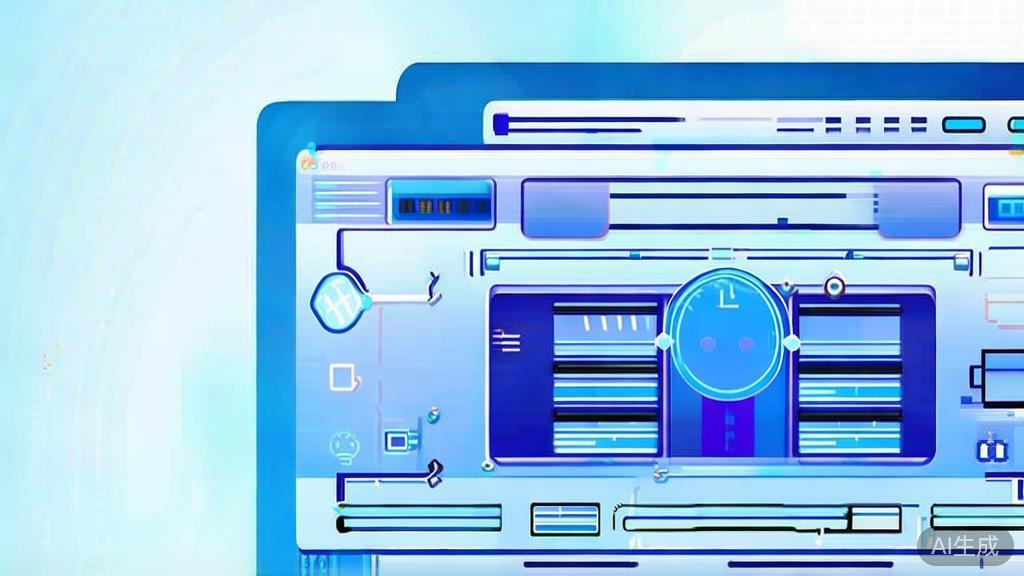 Flat vector illustration of AI in advertising and game design, dashboard style, soft blue gradient