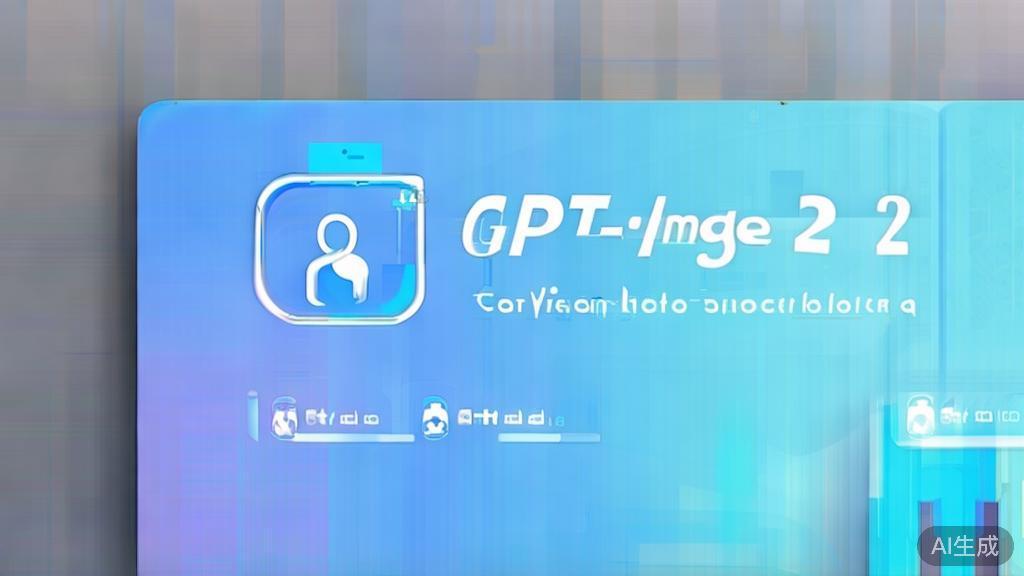 Flat vector illustration of GPT-Image-2, dashboard style, soft blue gradient