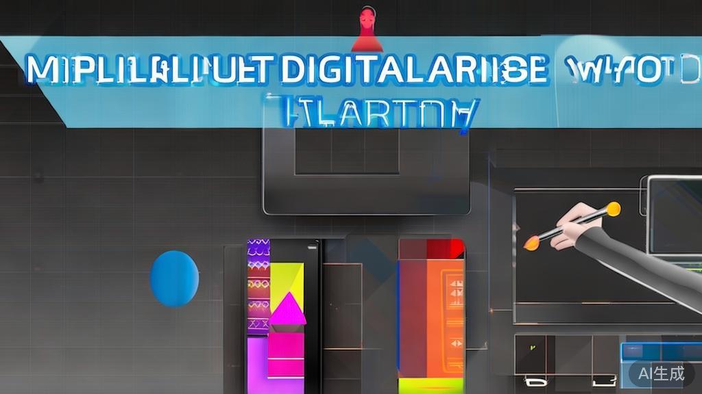 High-quality business illustration regarding digital art creation, minimal flat design