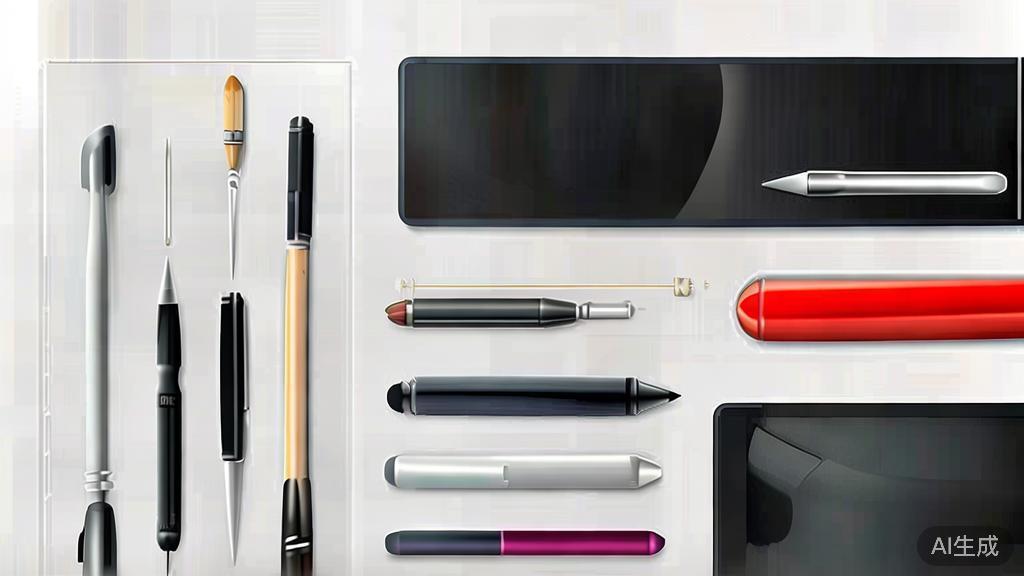 High-quality business illustration comparing different drawing tools, minimal flat design