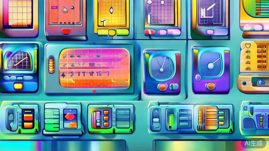 Flat vector illustration of various art styles, dashboard style, soft blue gradient