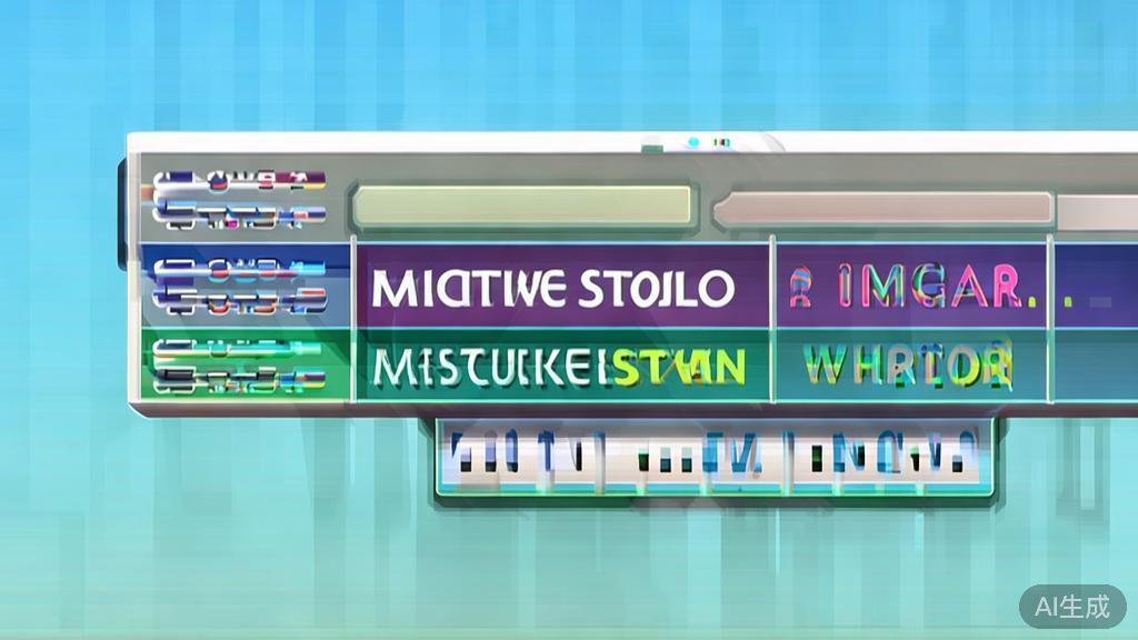 Flat vector illustration of text prompts leading to diverse image styles, dashboard style, soft blue gradient