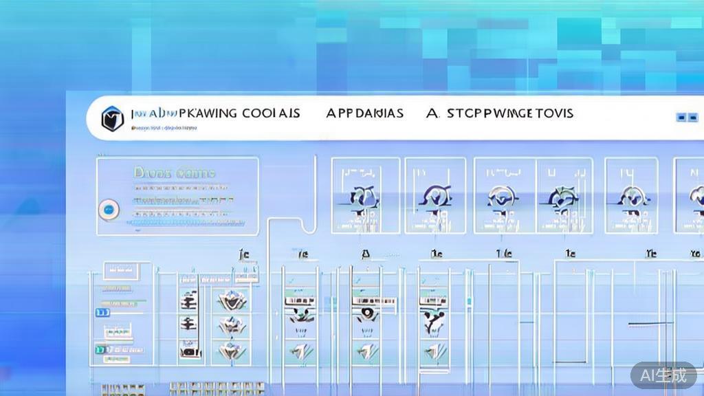 "Flat vector illustration of a comparison chart between different AI drawing tools, dashboard style, soft blue gradient"